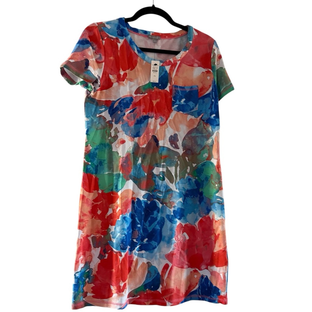 NWT - Talbots French Terry T-Shirt Multicolor Floral Dress
